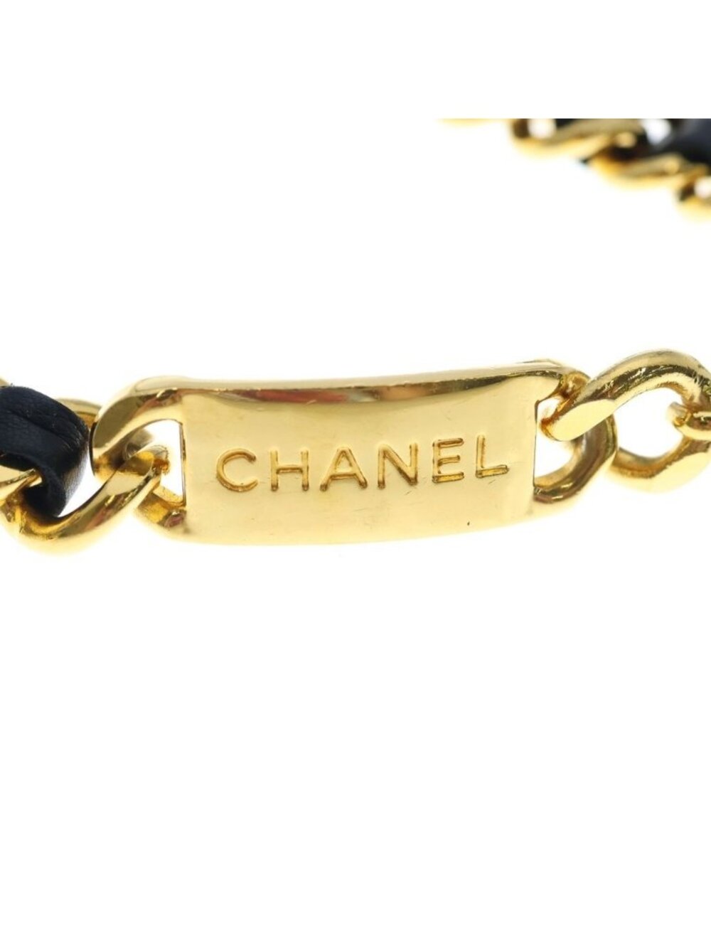 Chanel Cambon CC Logo Plate Leather Chain Belt Gold - Picture 4 of 6